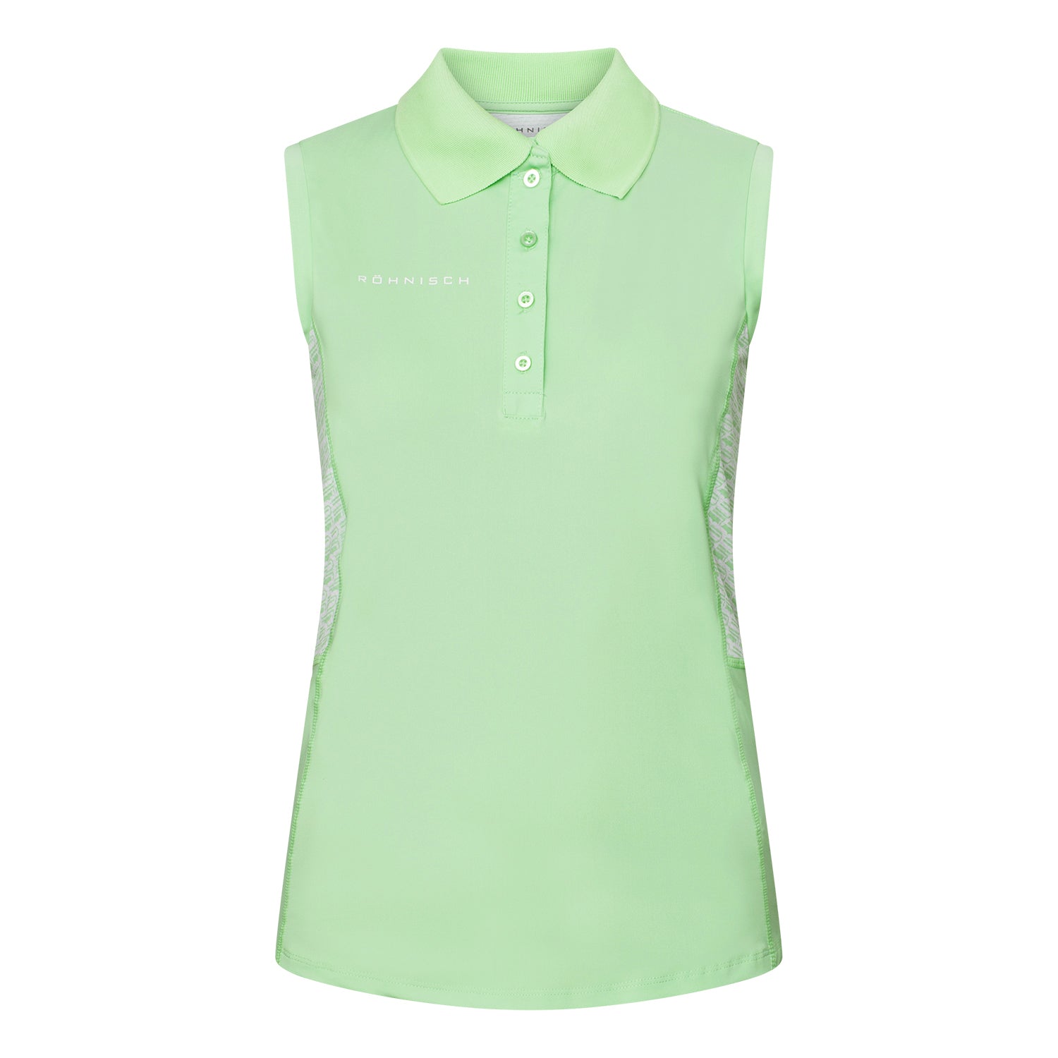 Rohnisch Ladies Sleeveless Polo with Monogram Print Textured Panels