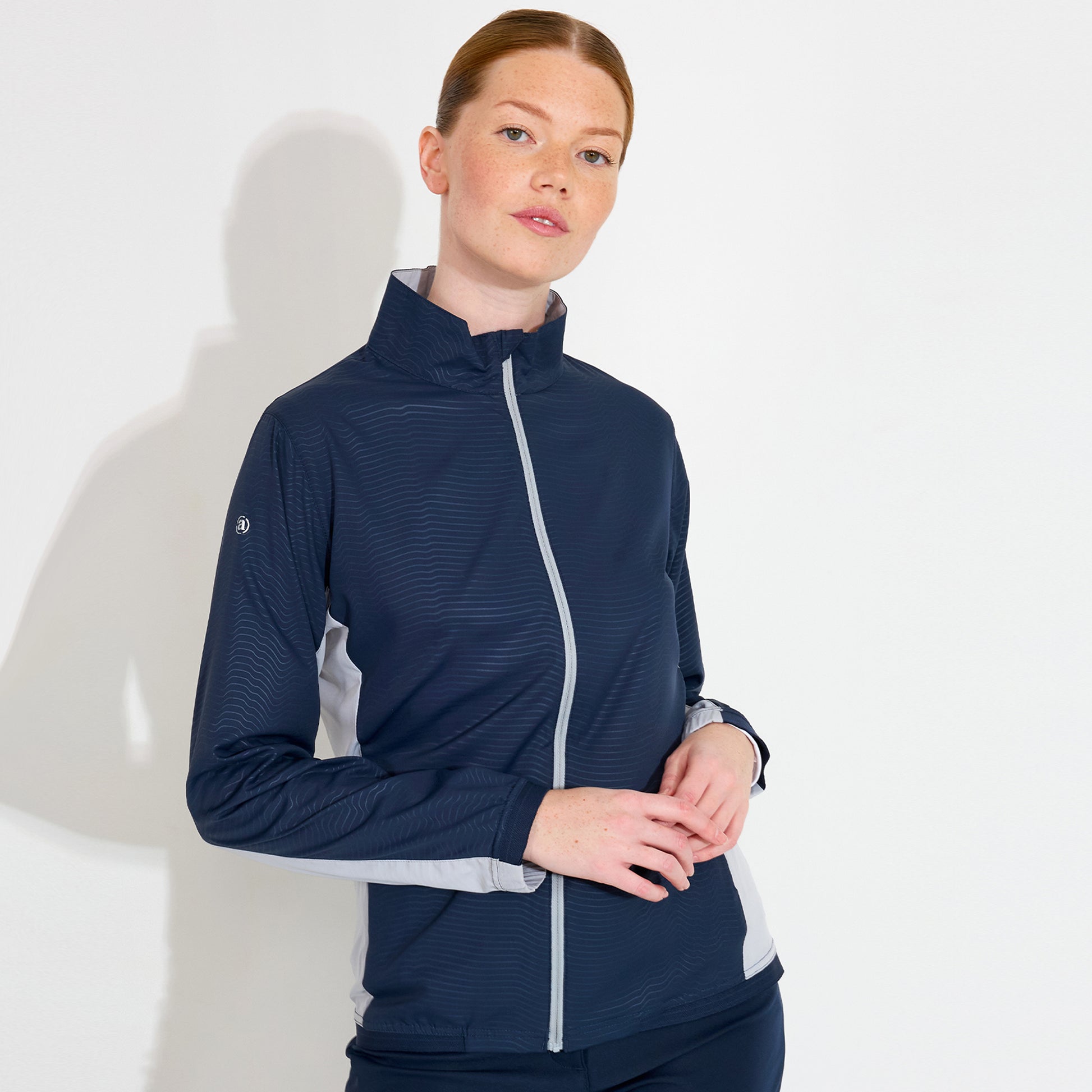 Abacus Ladies Lanark Classic Stretch Wind Jacket in Navy & White