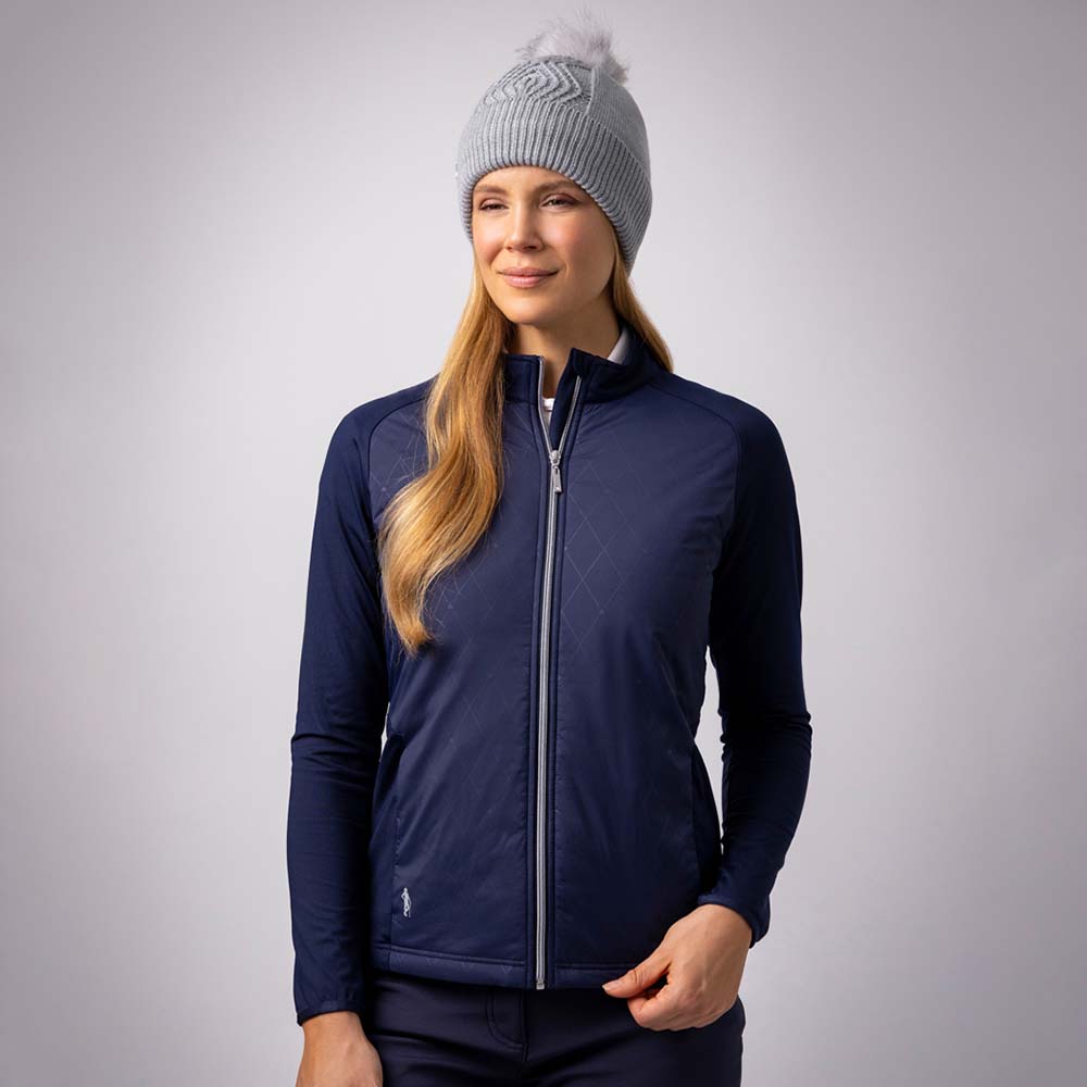 Glenmuir Ladies Thermal Hybrid Jacket with Subtle Diamond Print in Navy