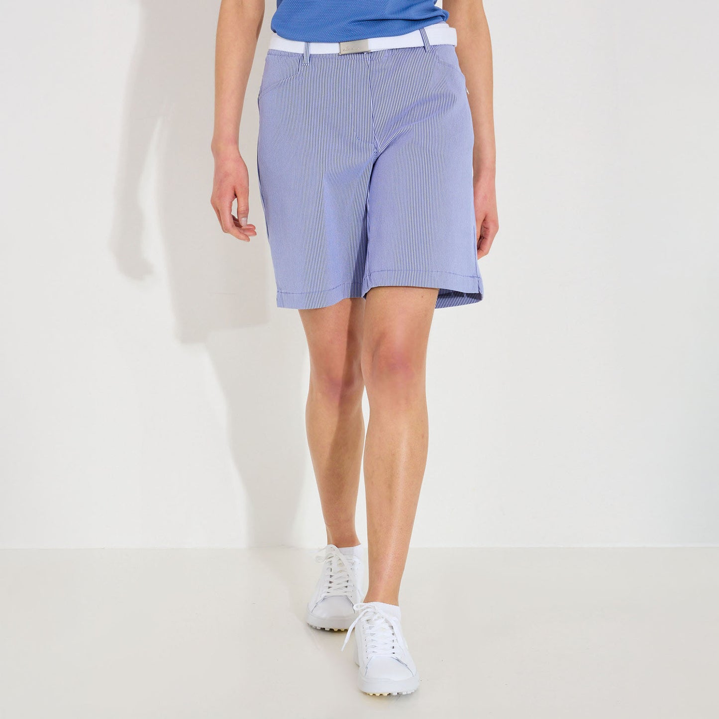Abacus Ladies Wide Leg Pinstripe Shorts - Effortless Style & Performance 
