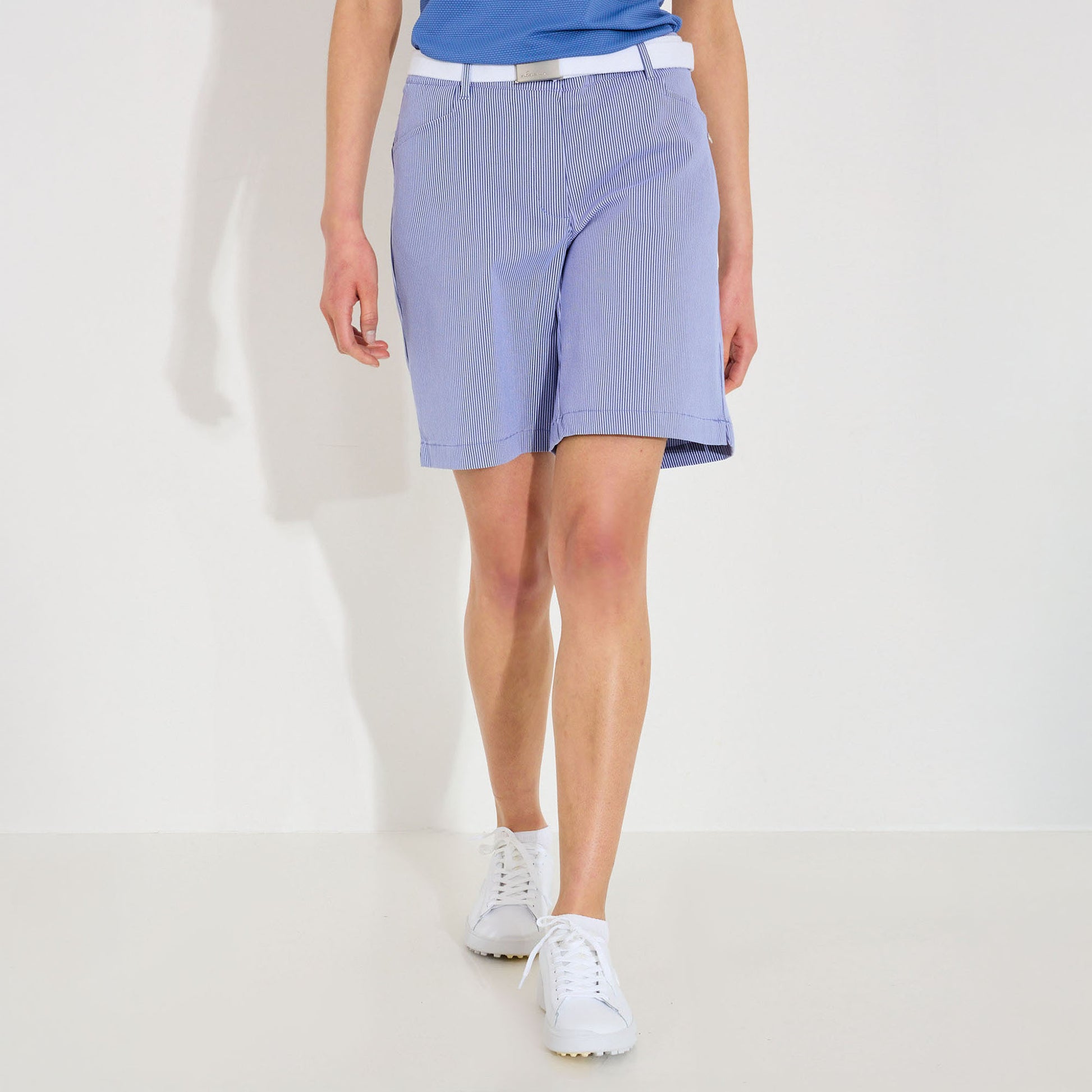 Abacus Ladies Wide Leg Pinstripe Shorts - Effortless Style & Performance 