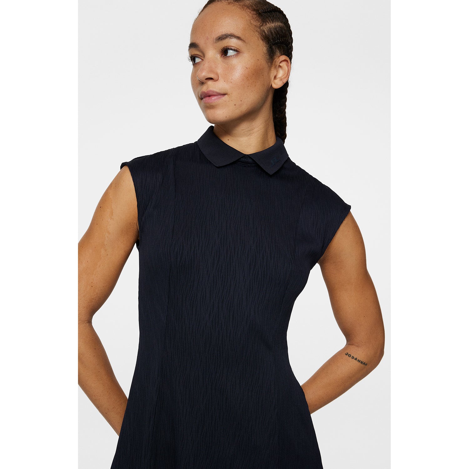 J.Lindeberg Ladies Navy Dress with Subtle Wave Print