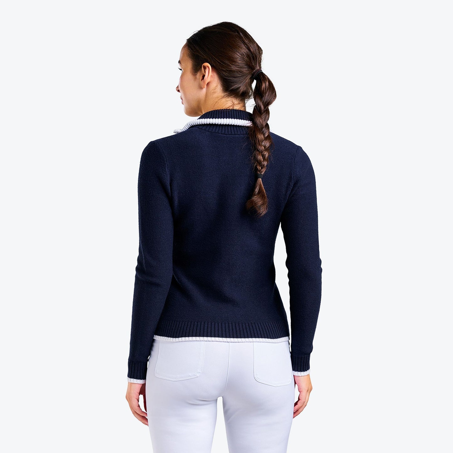 Nivo Ladies Full-Zip Deep Collar Cardigan in Navy