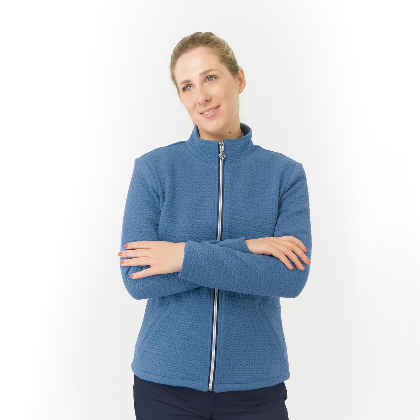 Pure Ladies Full Zip Textured Jacket in Powder Blue