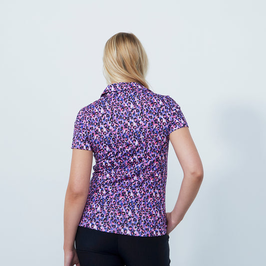 Daily Sports Ladies Short Sleeve Polo Shirt Bright Leopard Print - Last One Small Only Left