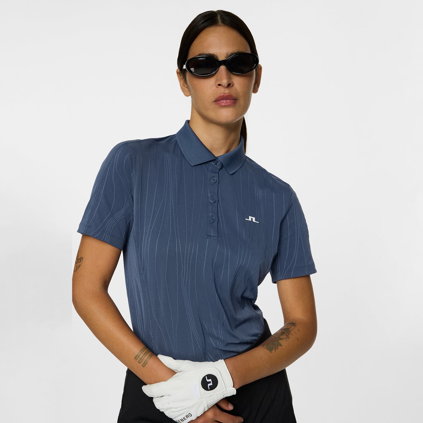 J.Lindeberg Ladies Polo with Subtle Wave Print