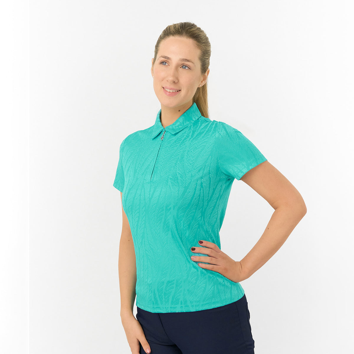 Pure Golf Ladies Jacquard Fern Print Polo