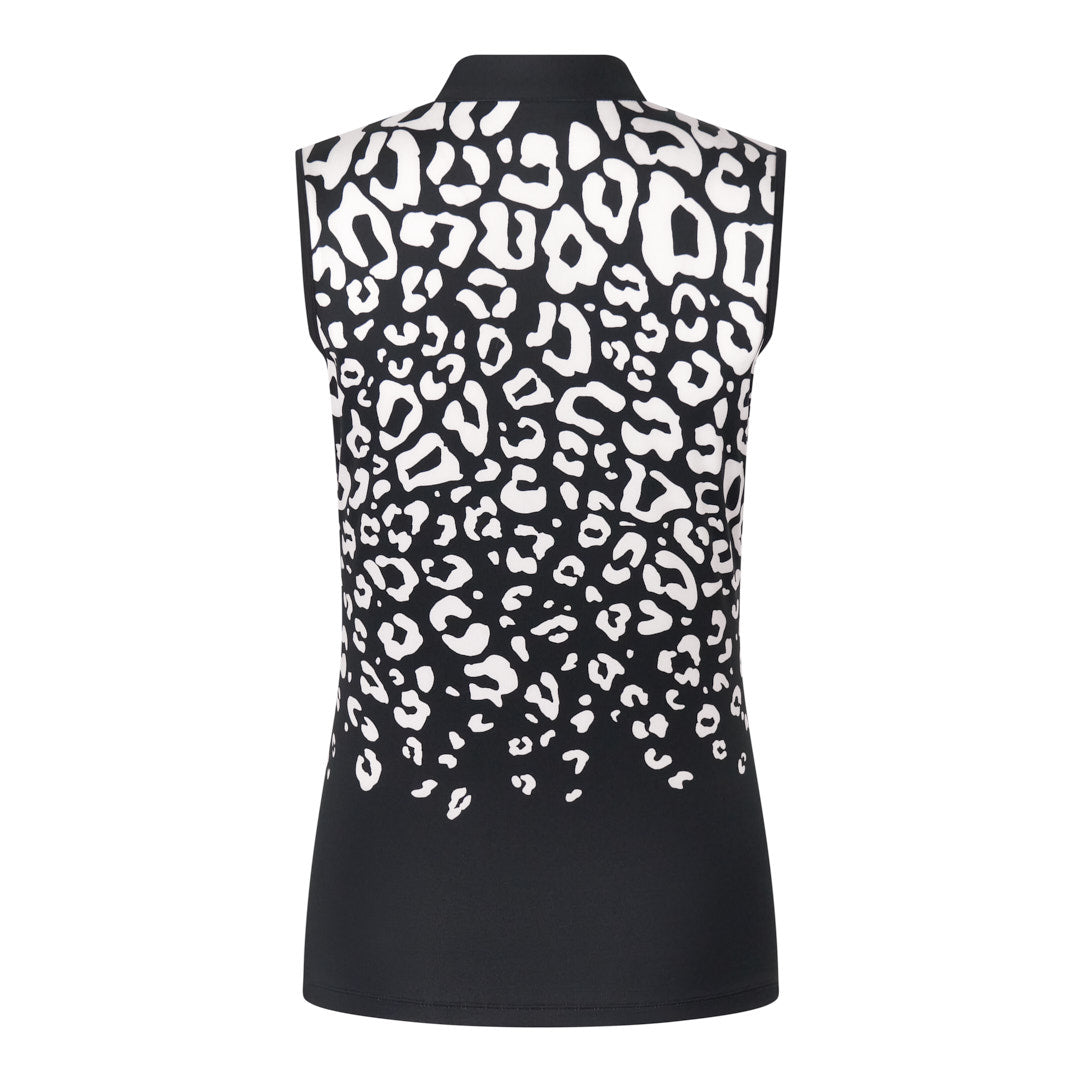 Tail Ladies Sleeveless Polo in Panther Print