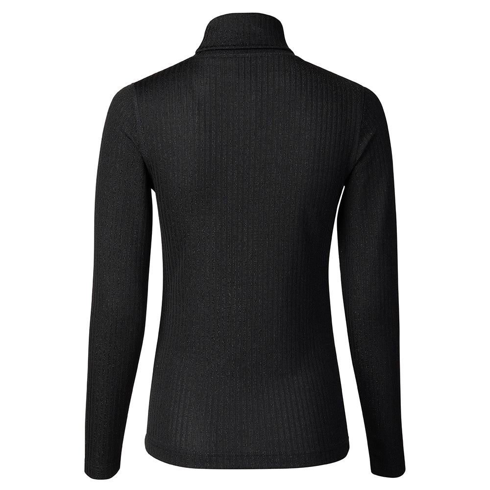 Daily Sports Ladies Long Sleeve Roll-Neck in Black with Silver Thread