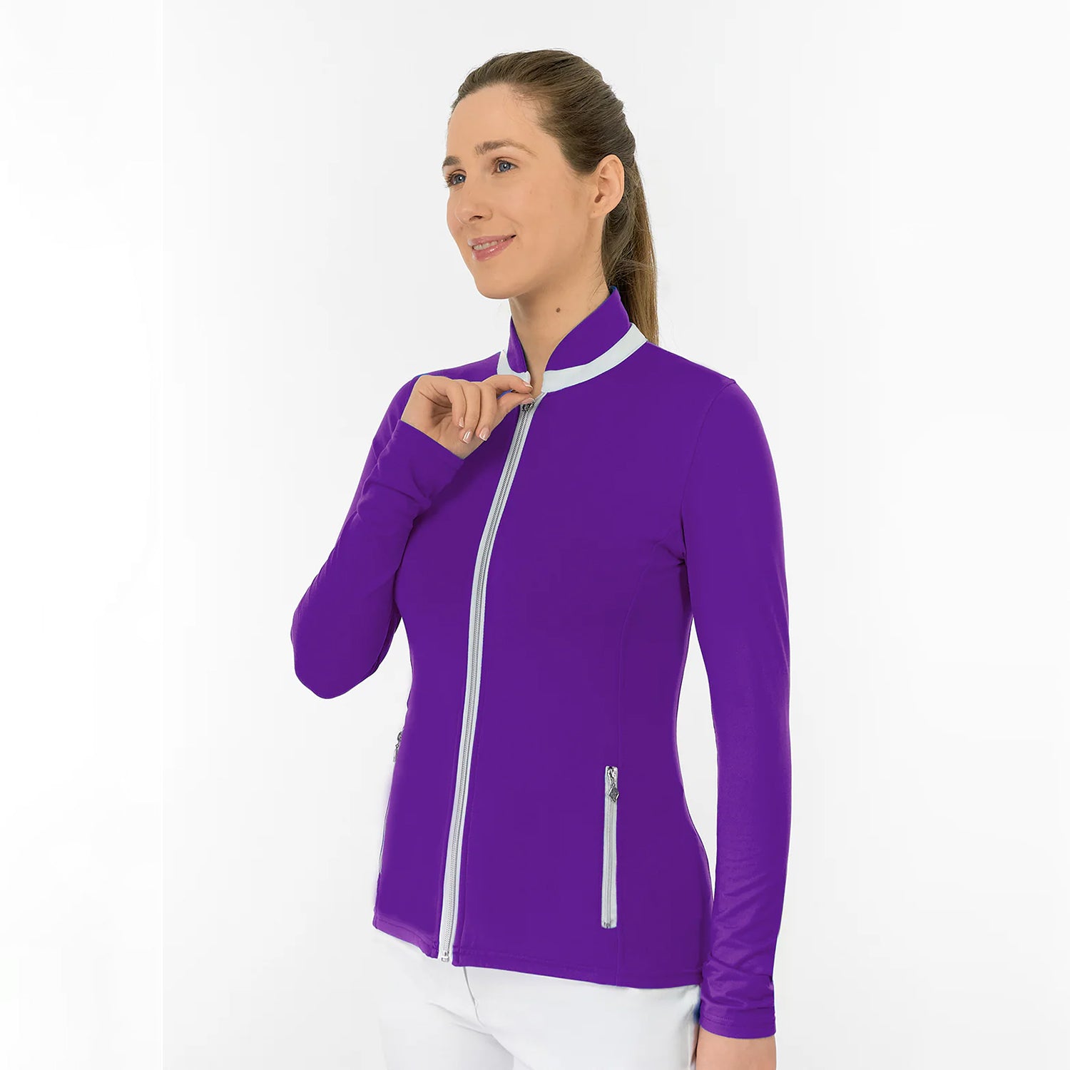 Pure Golf Ladies Mid-Layer Stretch Jacket with Full-Zip - Performance Stretch for Players Who Don’t Slow Down