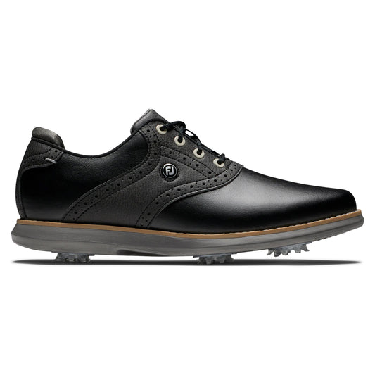 FootJoy Ladies Traditions Wide Fit Waterproof Golf Shoe with Softspikes in Black