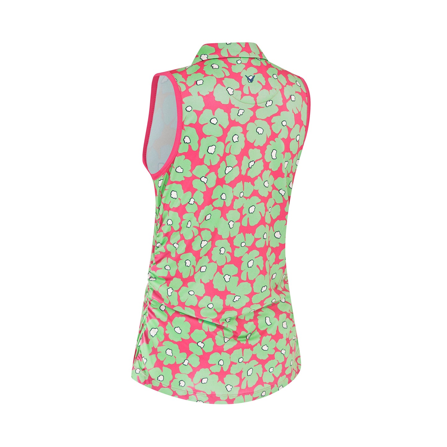 Callaway Ladies Sleeveless Floral Print Polo with Mini Collar