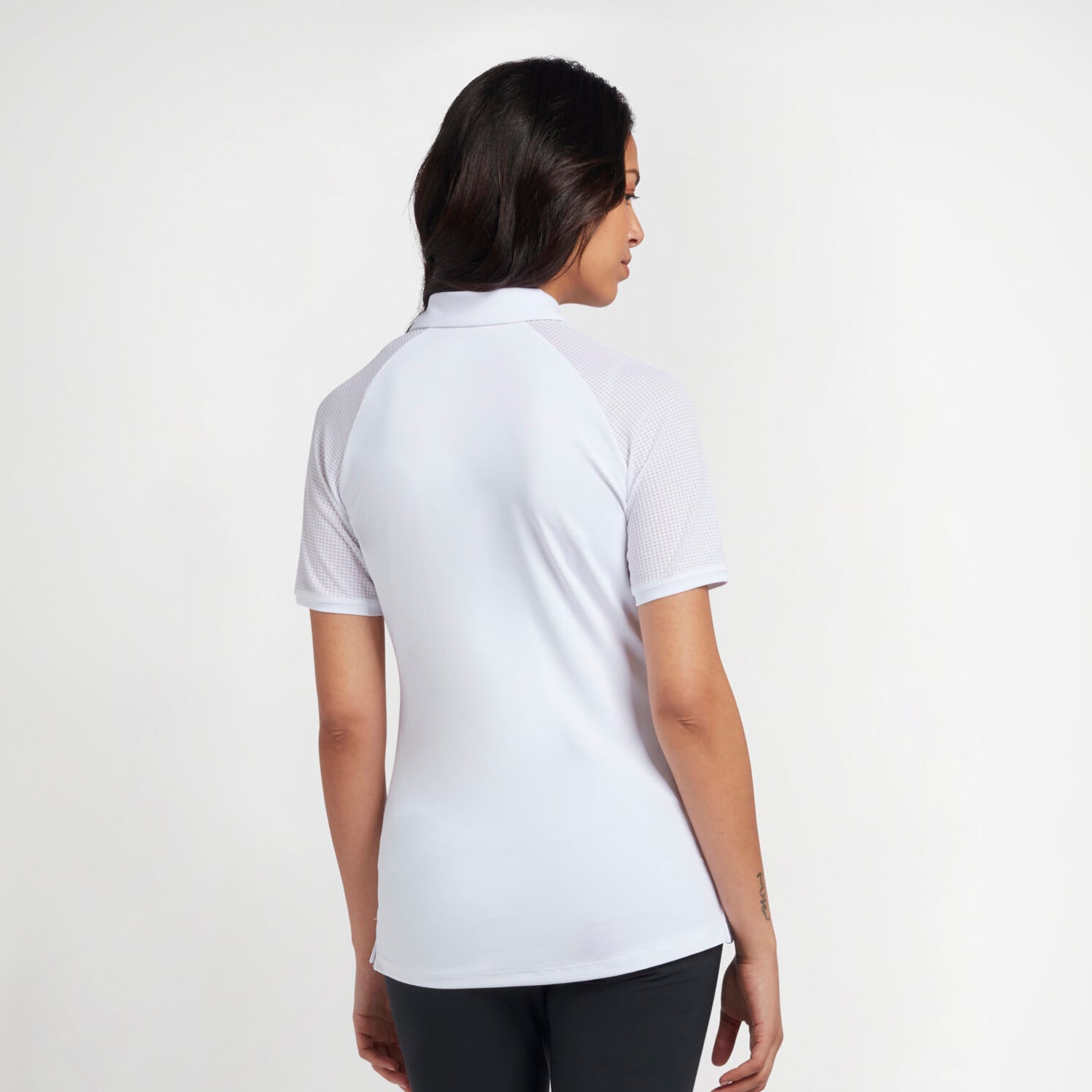 Original Penguin Ladies Short Sleeve Polo with Mesh Detail in Bright White