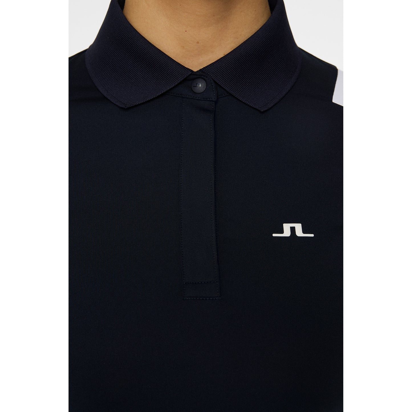 J.Lindeberg Ladies Navy Polo with Shaped Contrast Panels