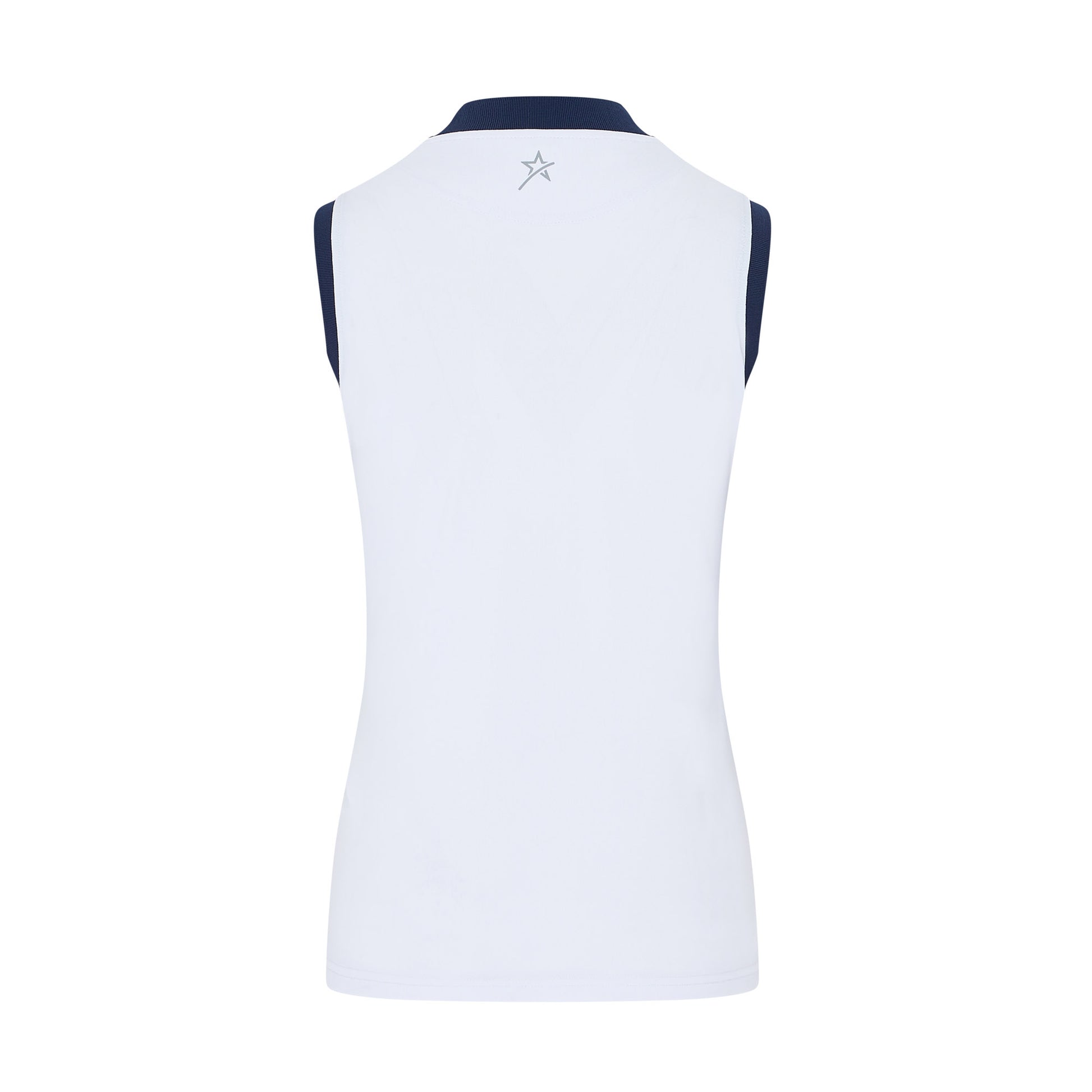 Swing Out Sister Ladies ELITE Sleeveless Polo in White with Navy Stripe