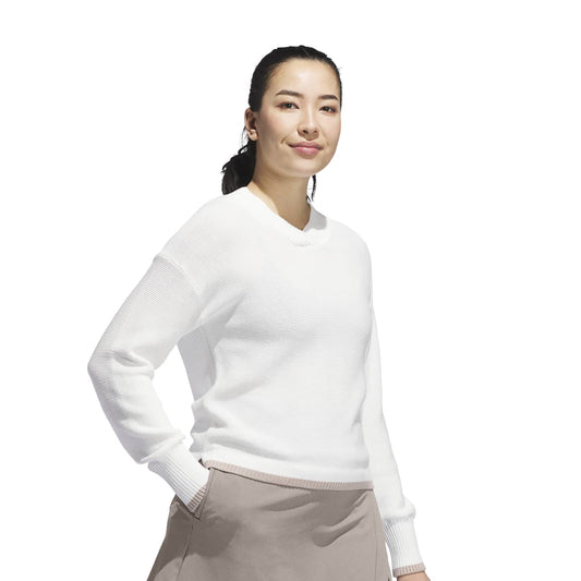adidas Golf Women's Cotton Blend V-Neck Sweater