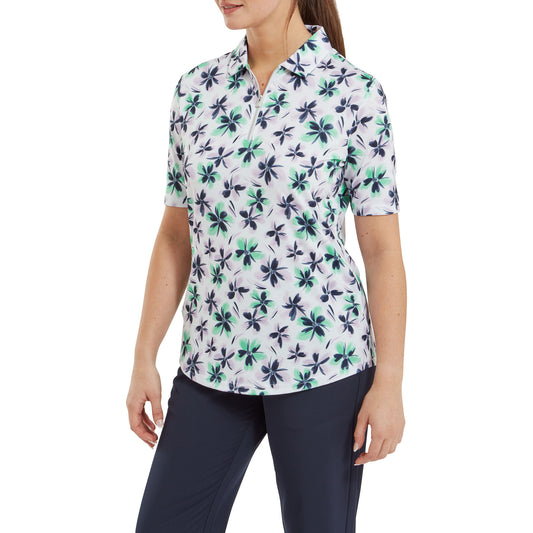 FootJoy Ladies Short Sleeve Floral Print Polo in Lavender, Mint & Navy