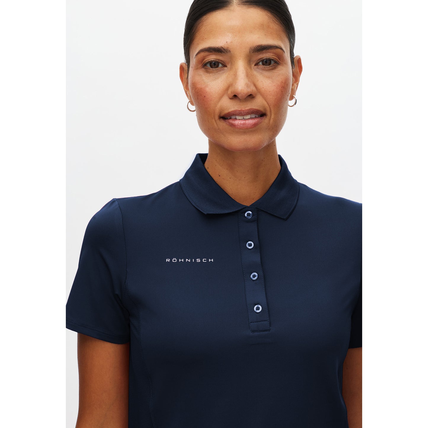 Rohnisch Women's Short Sleeve Polo in Navy- Elegant Stretch Comfort for On and Off the Course