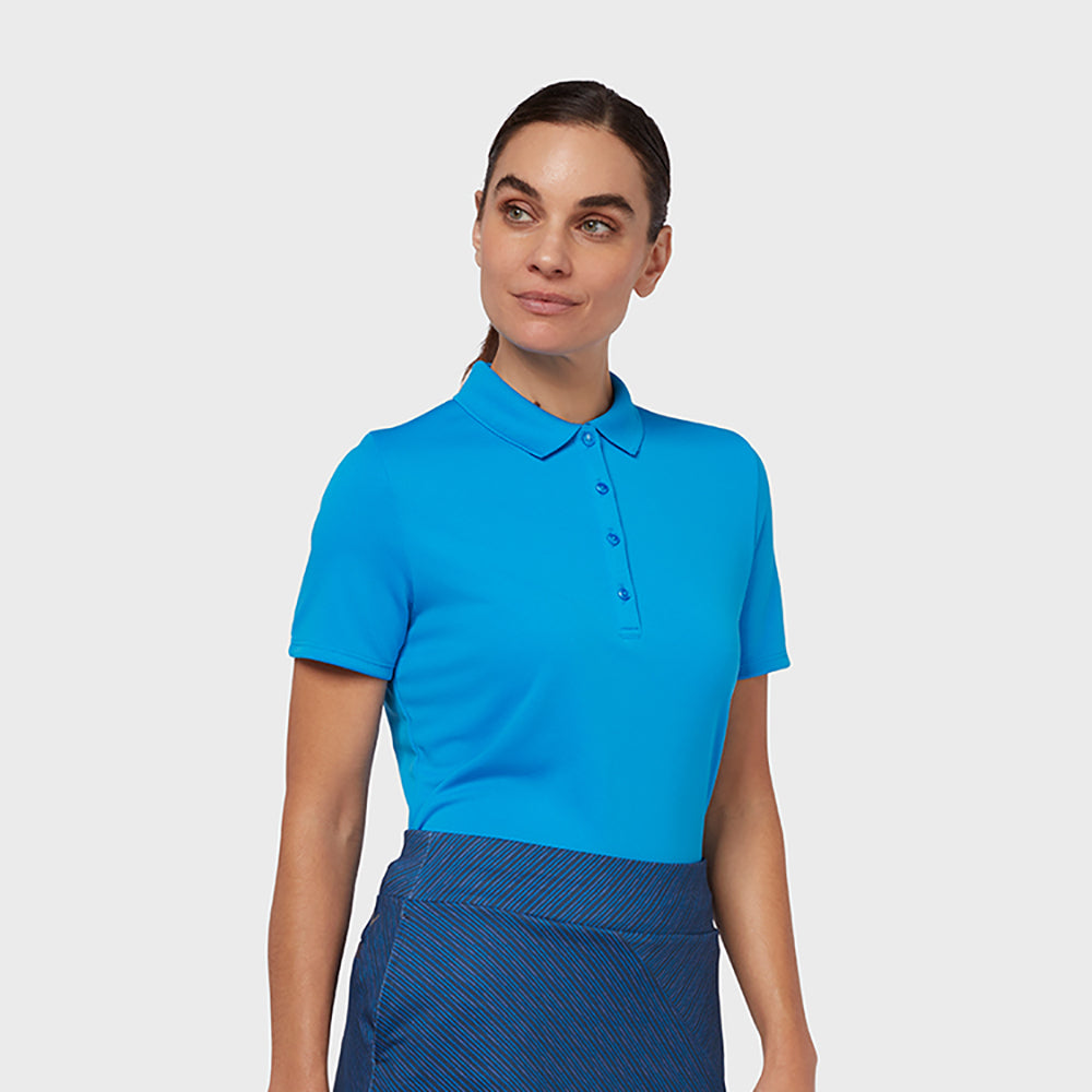 Callaway Ladies Short Sleeve Swing Tech Polo with Opti-Dri in Blue Sea Star