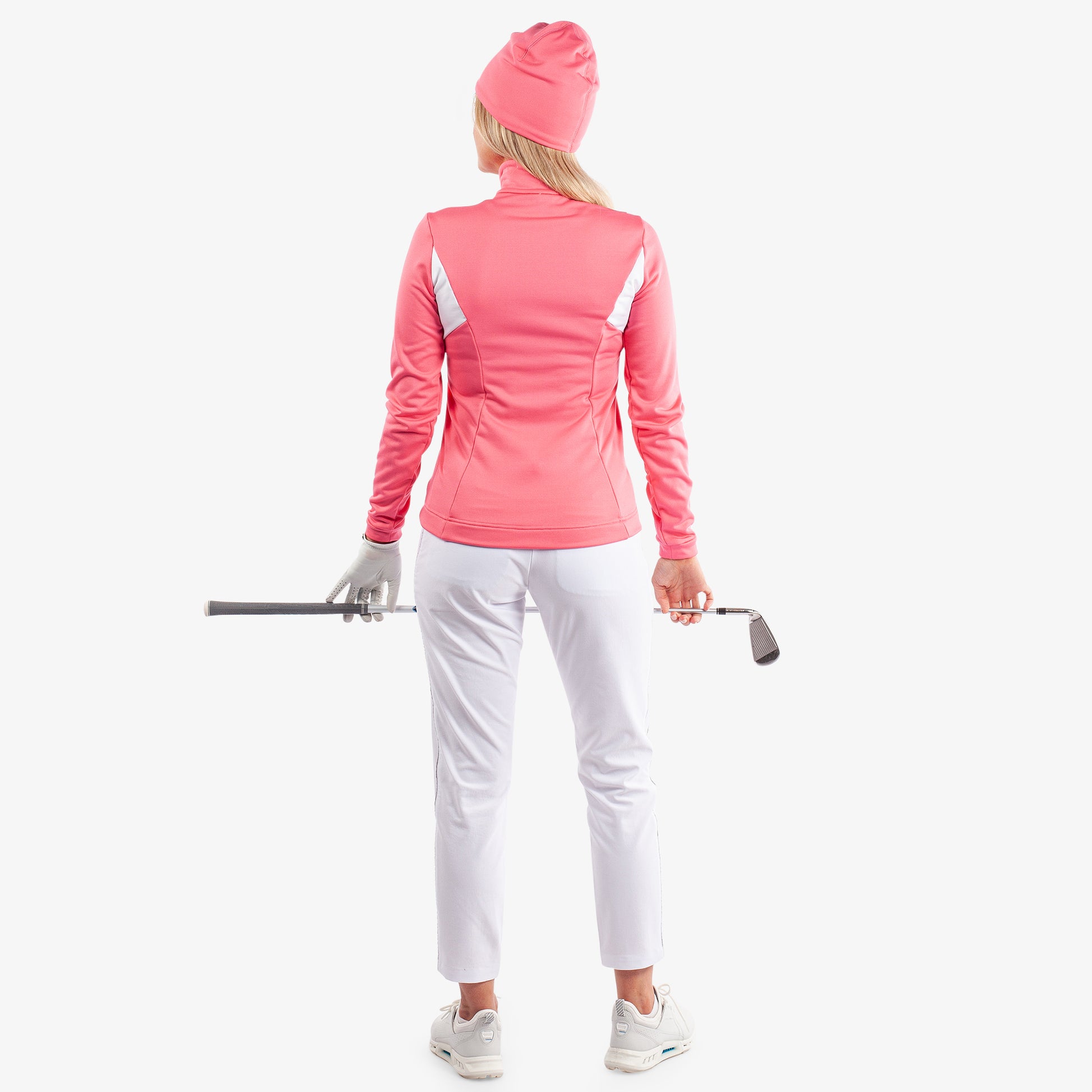 Galvin Green Ladies INSULA Jacket with Shaped Contrast Panels in Camelia Rose & White