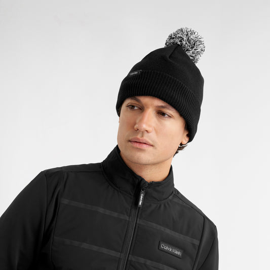 Calvin Klein Mens Fleece Lined Black Bobble Hat