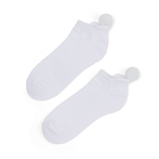Swing Out Sister Ladies Single Pair Pom-Pom Socks in Optic White