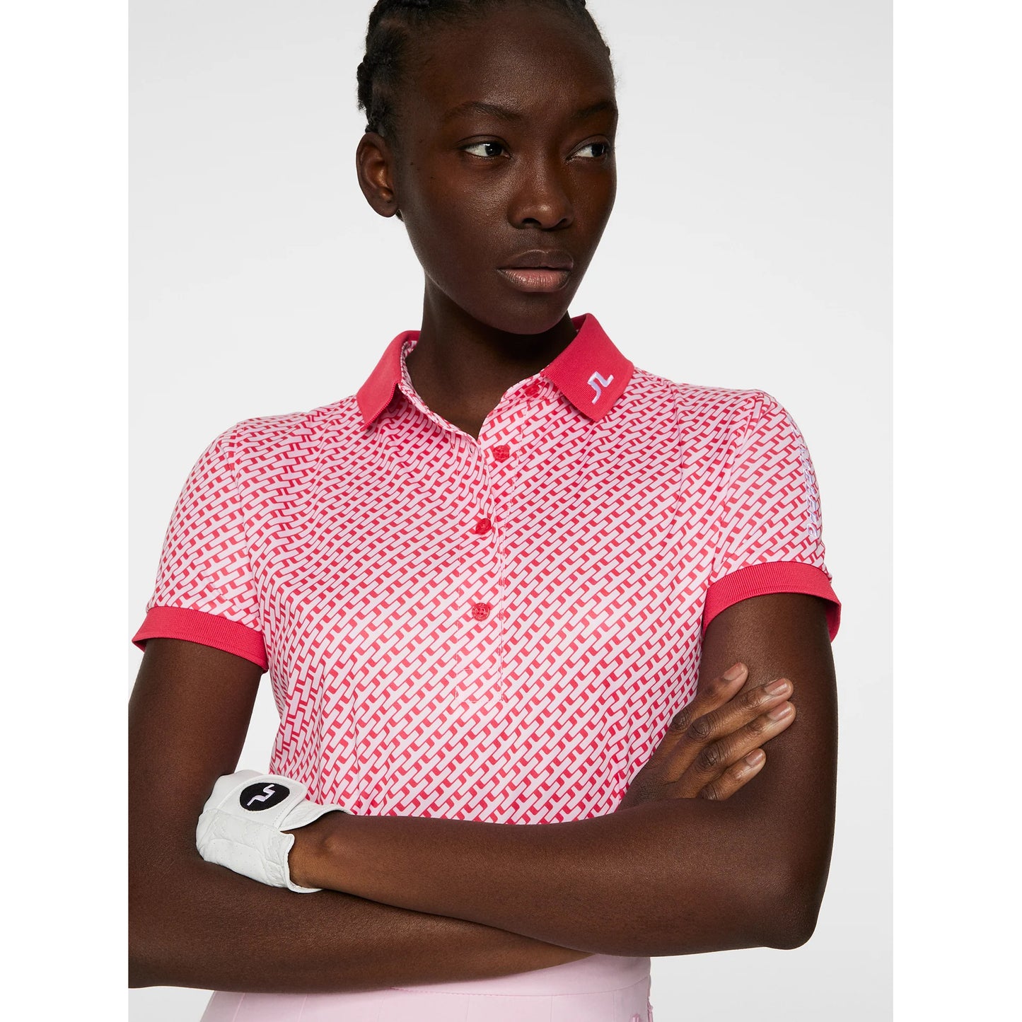 J.Lindeberg Ladies Short Sleeve Tour Tech Polo with Bridge Print