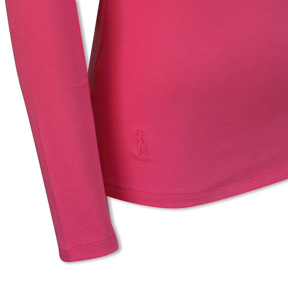 Glenmuir Ladies Long-Sleeve Cotton Roll Neck in Hot Pink
