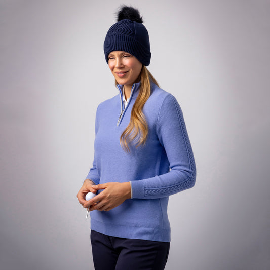 Glenmuir Ladies Cashmere Blend Zip-Neck Sweater with Water Repellent Finish
