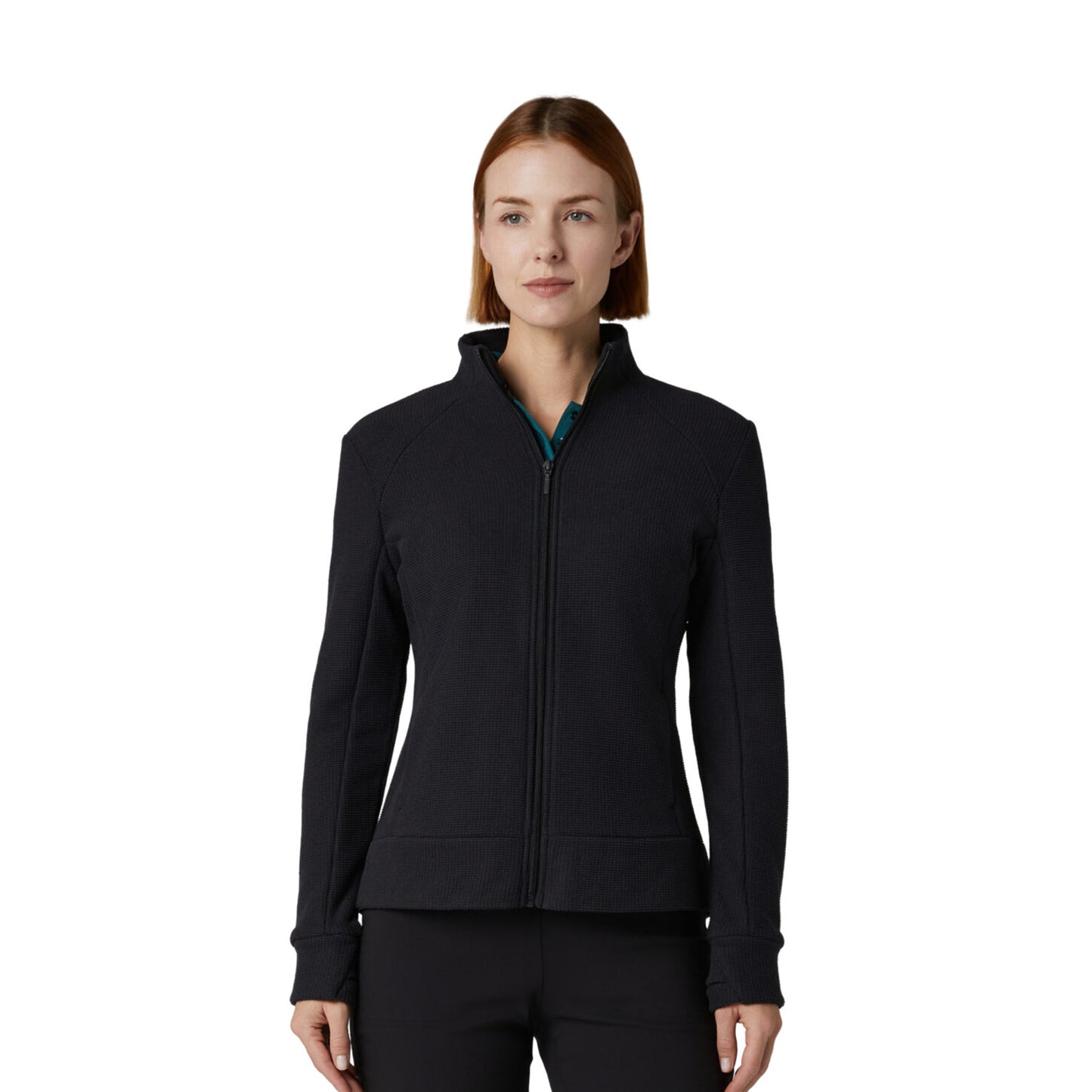 Callaway Ladies Golf Full-Zip Waffle Knit Fleece Jacket in Black