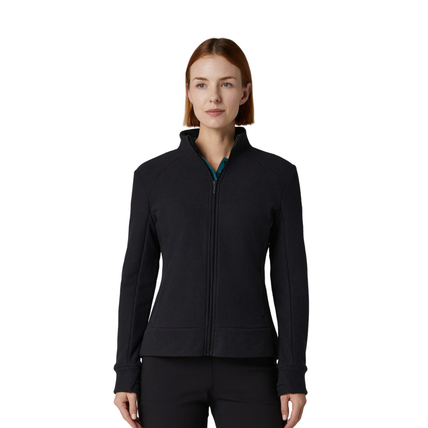 Callaway Ladies Golf Full-Zip Waffle Knit Fleece Jacket in Black