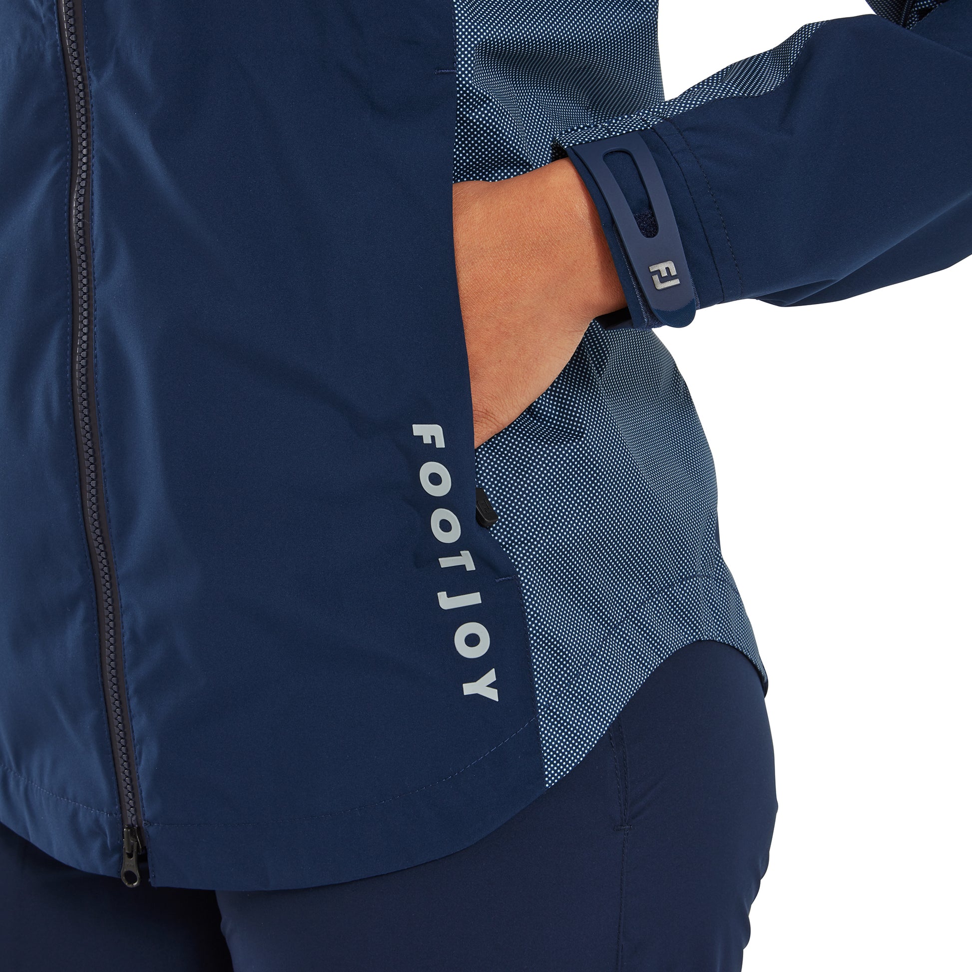 FootJoy Ladies HydroLite Waterproof Jacket with Waist Cinch in Navy