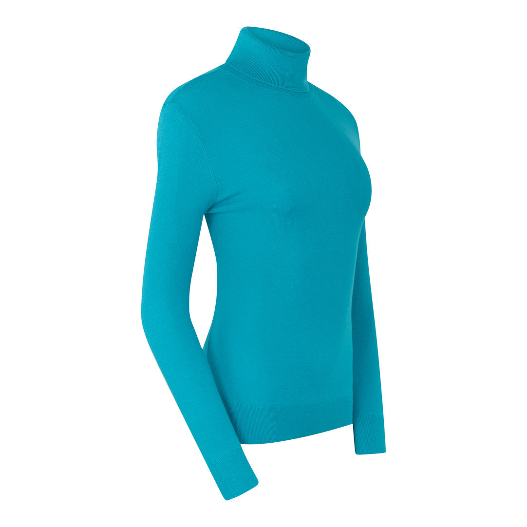 Pure Golf Ladies Classic Roll Neck in Tourmaline Blue