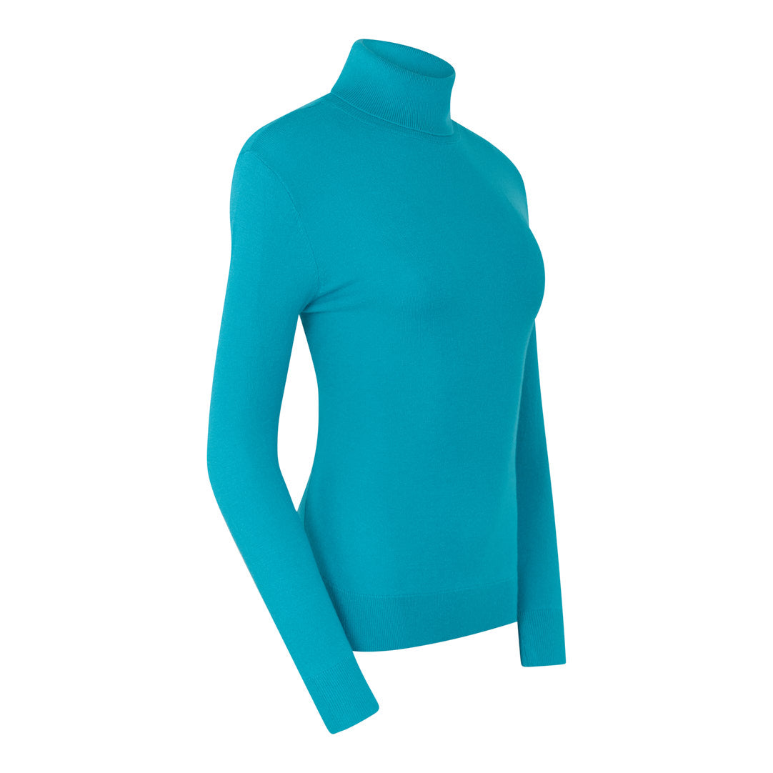 Pure Golf Ladies Classic Roll Neck in Tourmaline Leopard