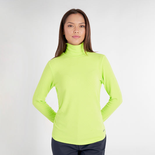 Green Lamb Ladies Soft-Stretch Roll Neck with Diagonal Rib Detail