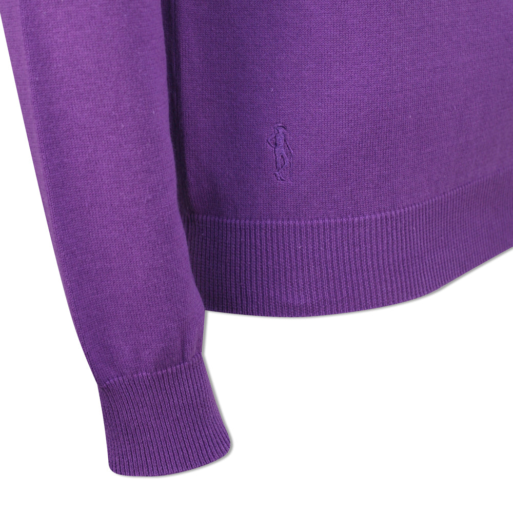 Glenmuir Ladies 100% Cotton Half-Zip Sweater in Royal Purple