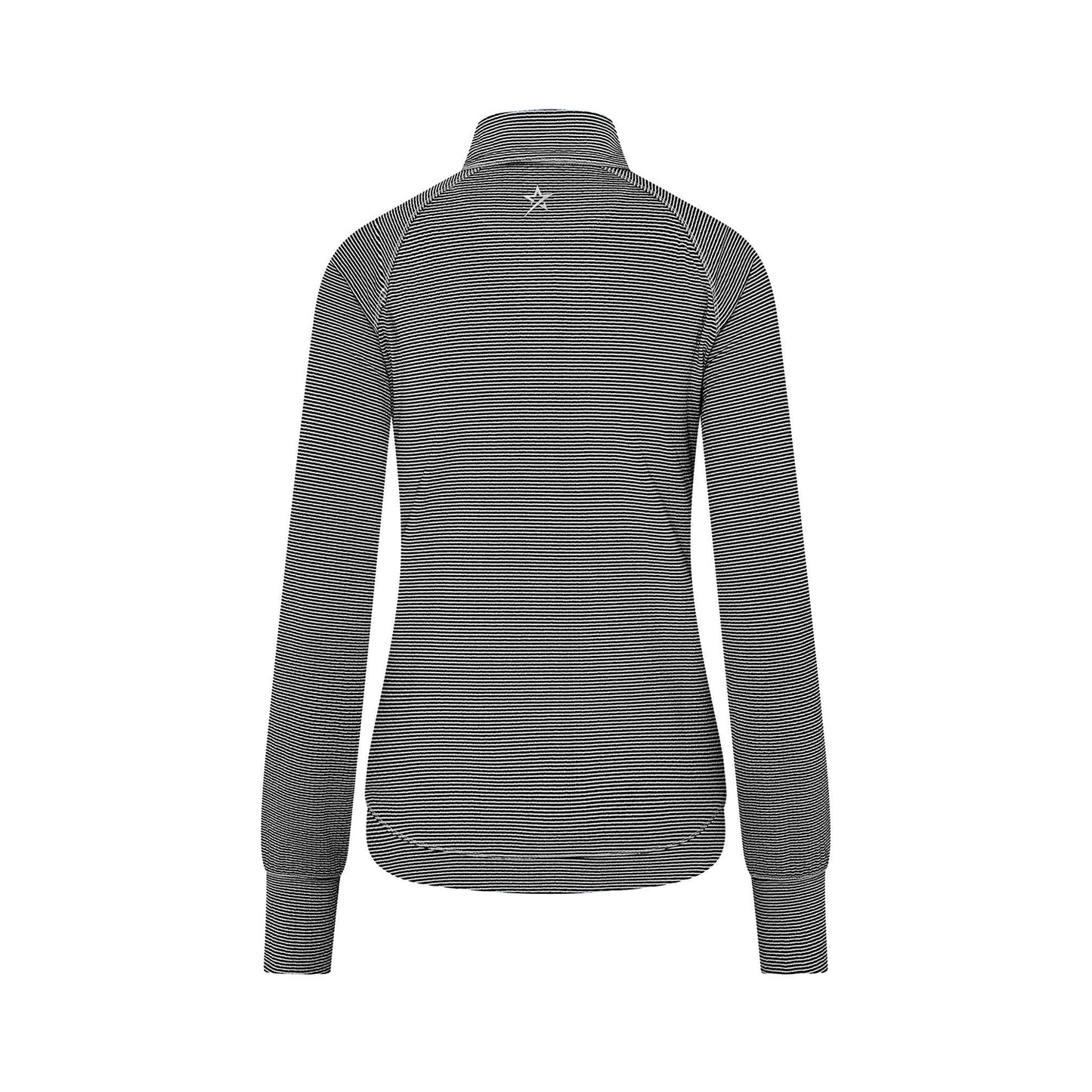 Swing Out Sister Womens Fine Stripe Zip-Neck Top with Front Pocket Great for Range to Course Wear