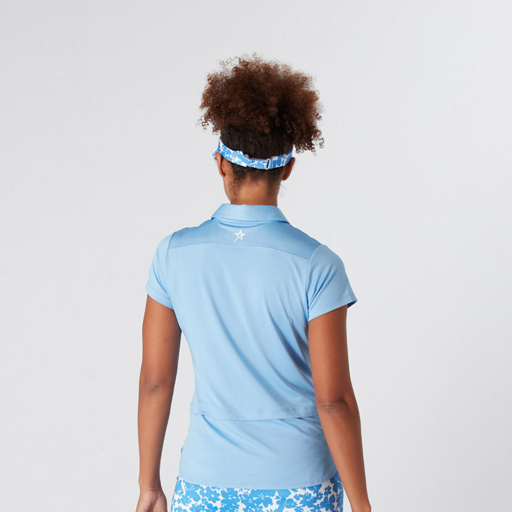 Swing Out Sister Ladies Cap Sleeve Polo in Tranquil Blue