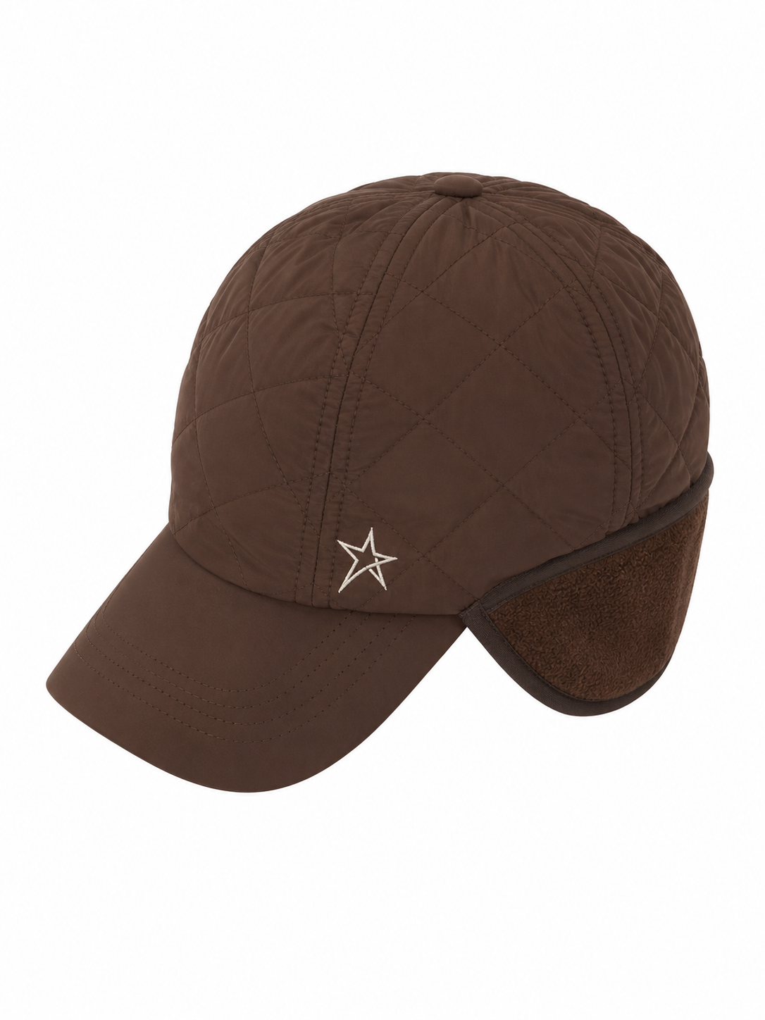 Swing Out Sister Quilted Hat with Teddy Fleece Ear Panels in Brown