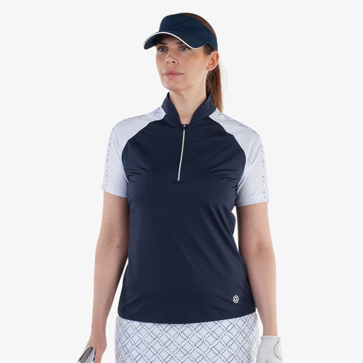 Galvin Green Women's Refined Zip-Neck Navy Polo with Contemporary Contrast Design