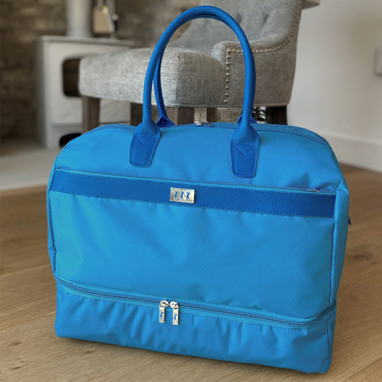 Honeycomb Holdall With Separate Shoe Compartment in Aqua