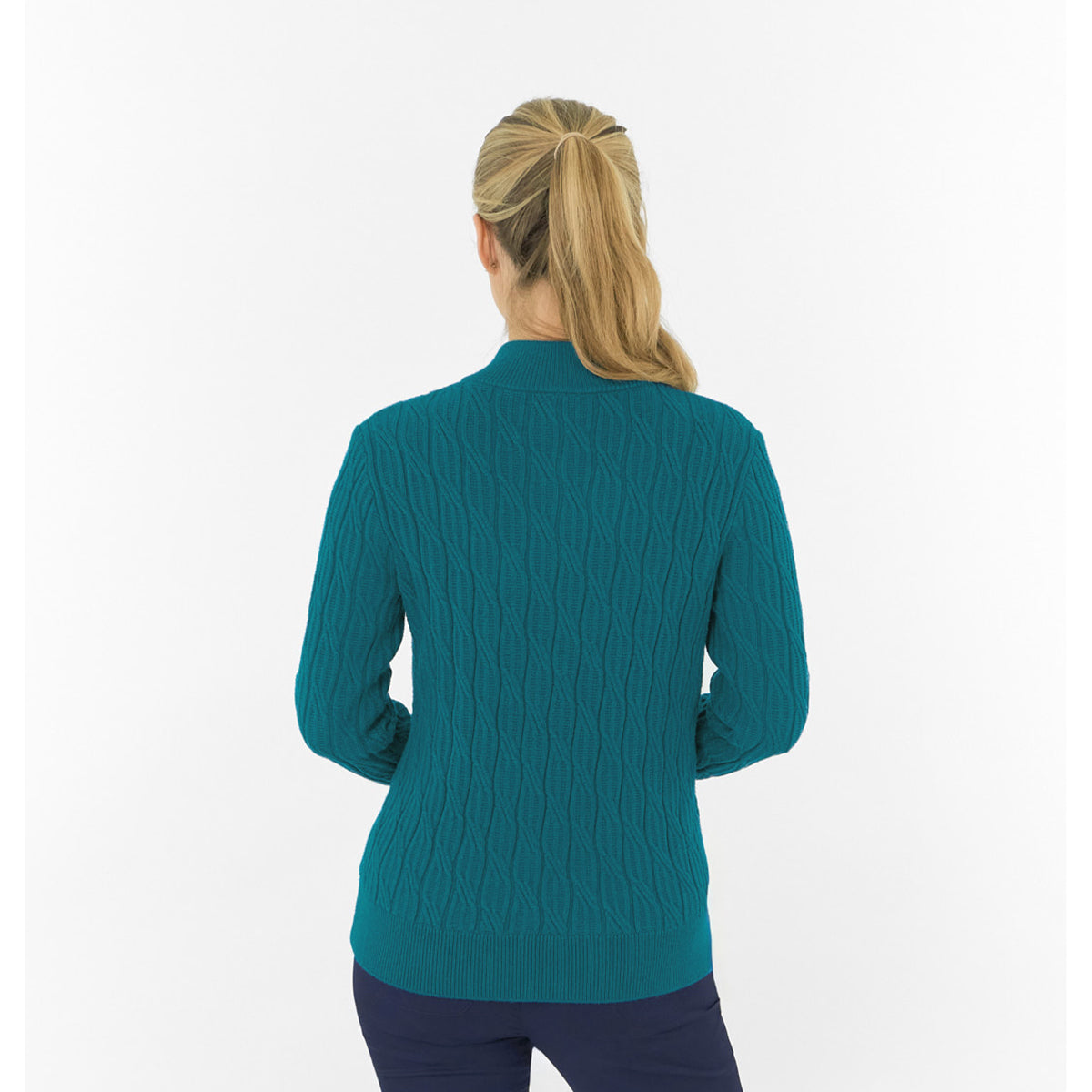 Pure Ladies Cable Knit Lined Golf Sweater - Timeless Warmth for Confident Play
