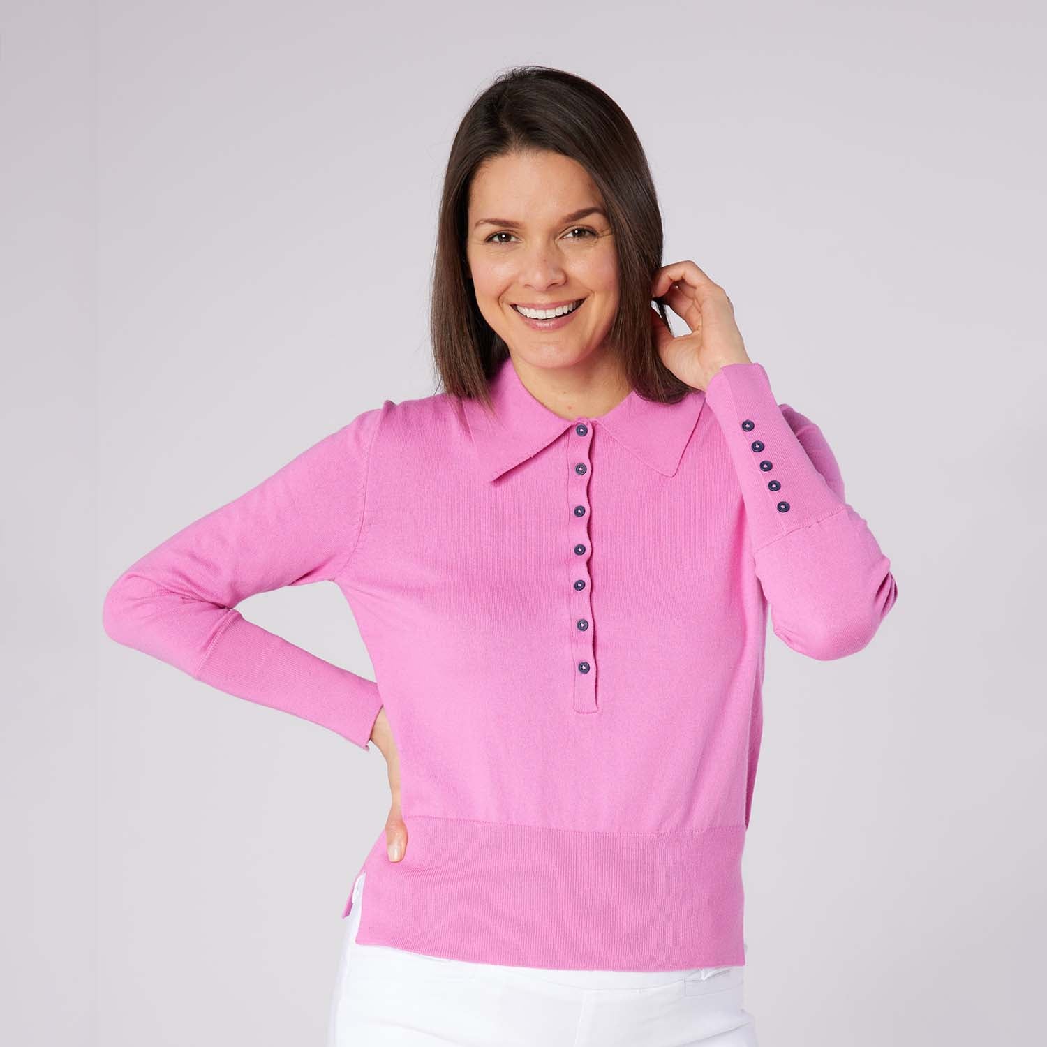 Swing Out Sister Ladies Sophisticated Knit with Elegant Button Detail