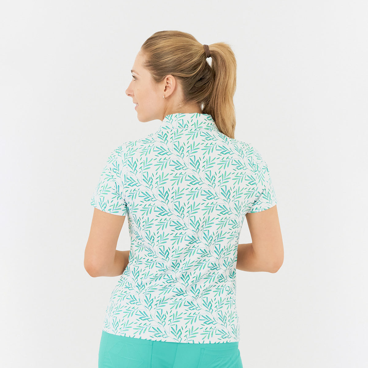 Pure Golf Ladies Short Sleeve Polo with Palm Print