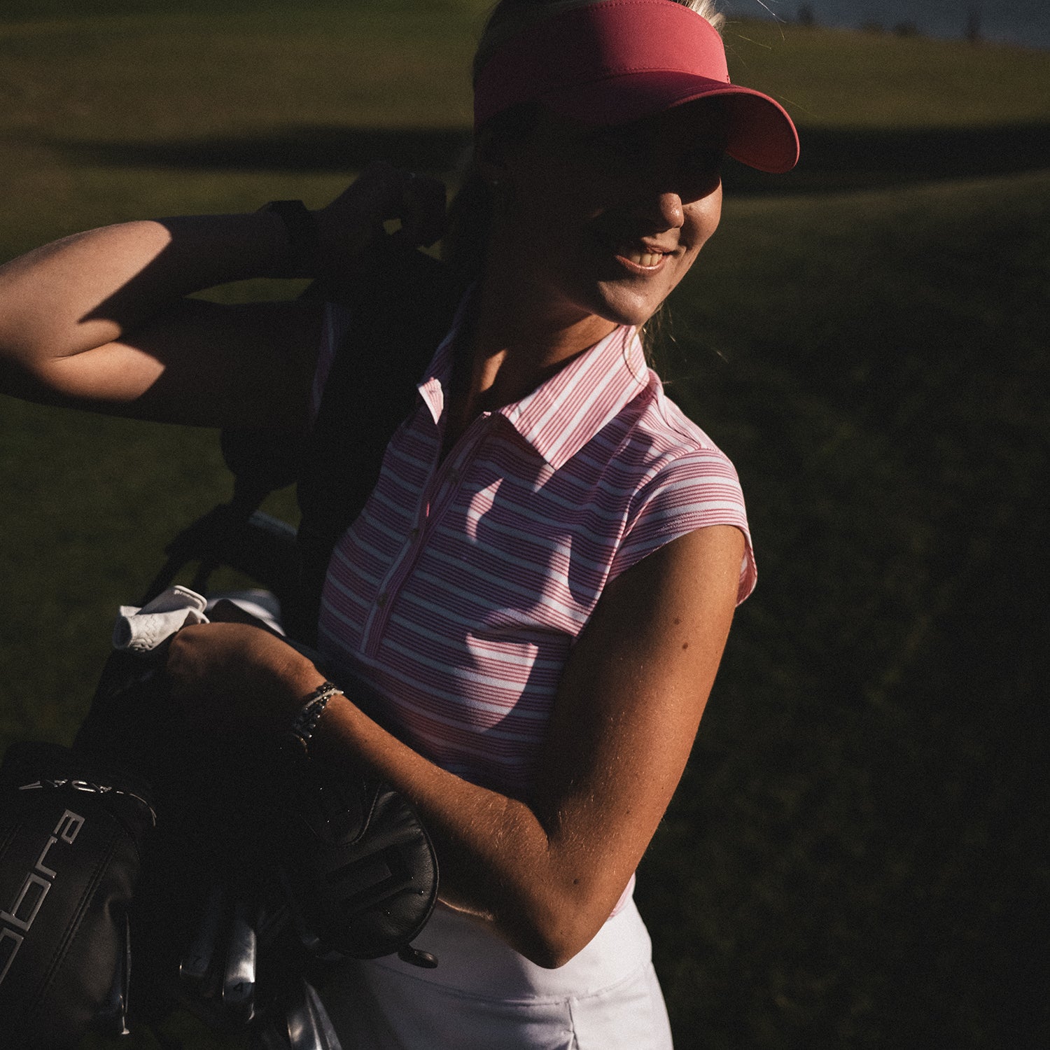 Puma Golf Ladies Pique Stripe Polo with Pretty Cap Sleeves for a Feminine Finish