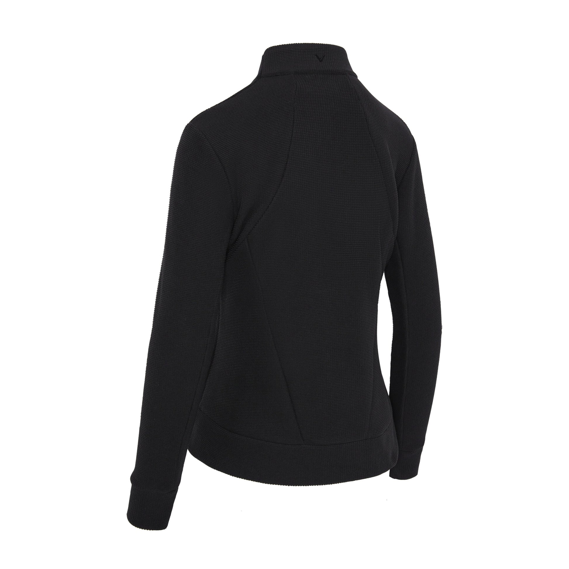 Callaway Ladies Golf Full-Zip Waffle Knit Fleece Jacket in Black