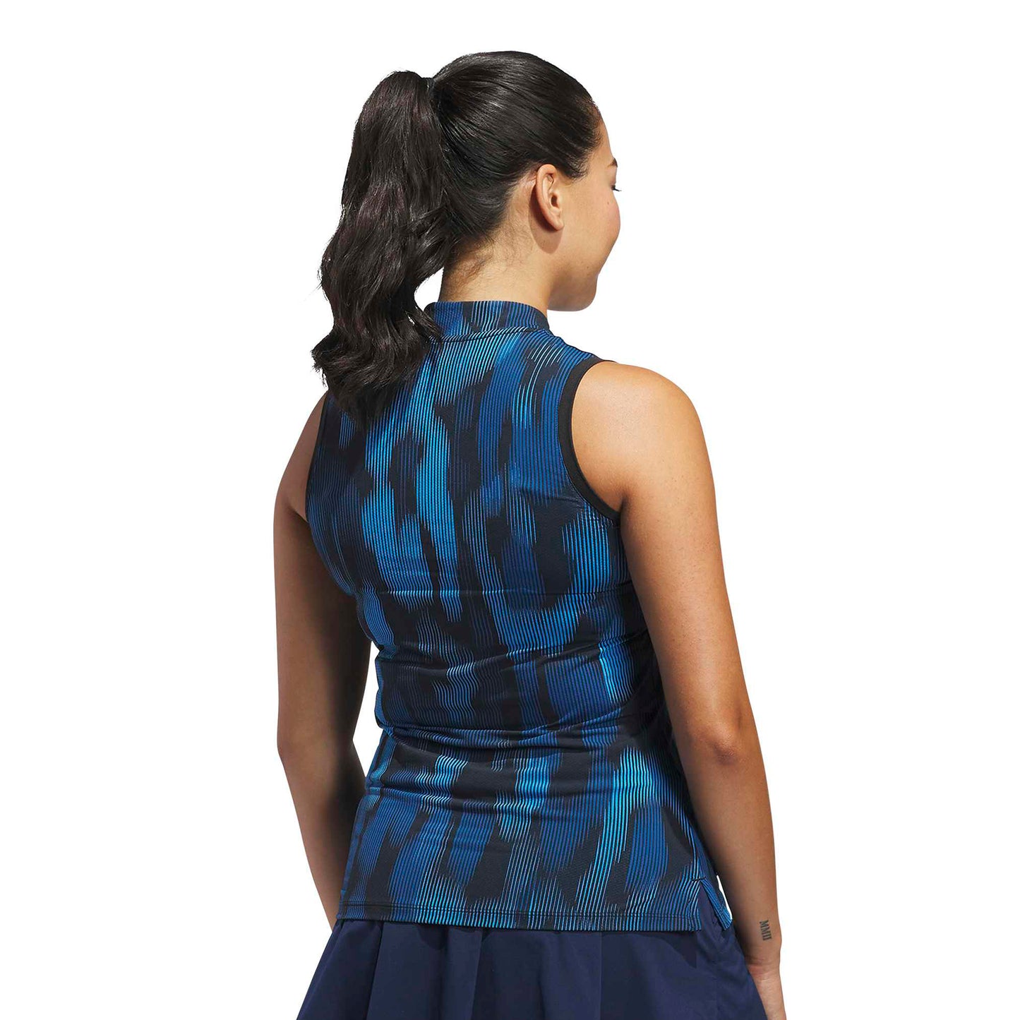 adidas Golf Ladies Sleeveless Polo in Striking Linear Leopard Print for Standout Style