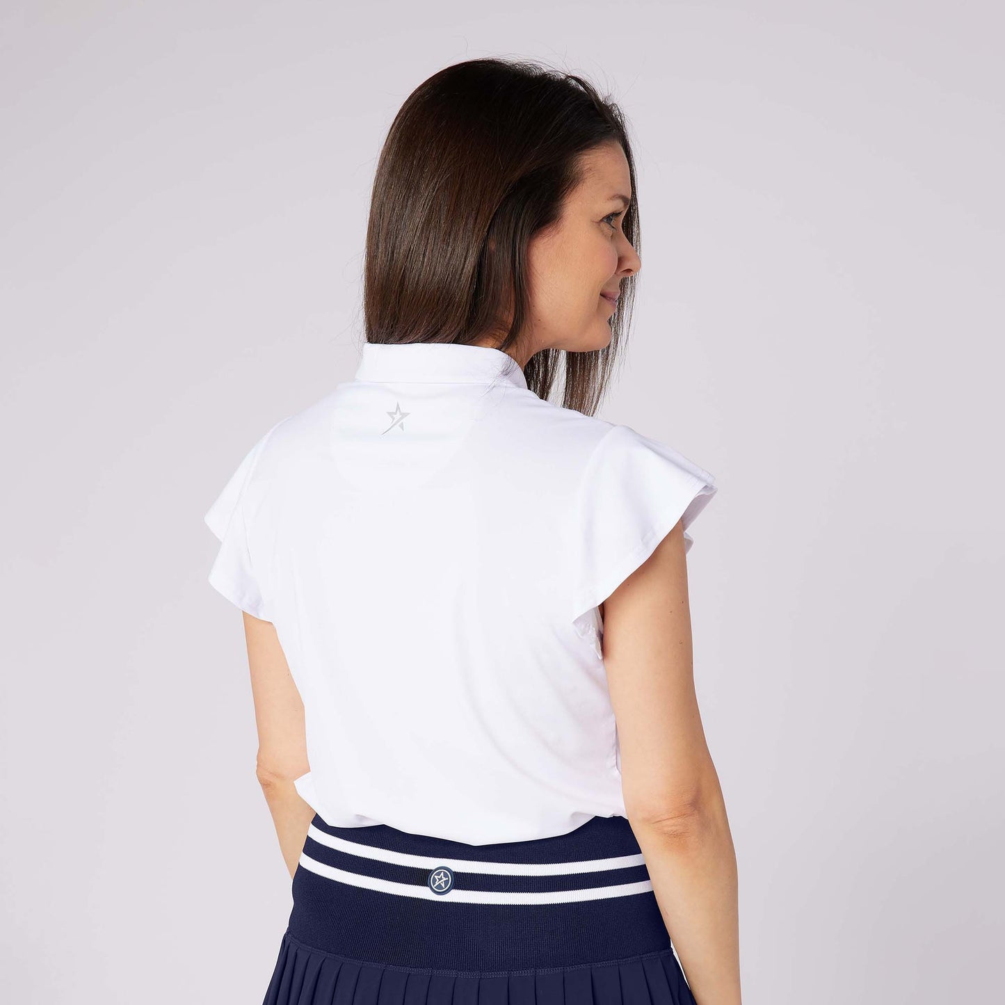 Swing Out Sister Ladies Fluted Sleeve Polo for Elegant Flair On & Off The Course