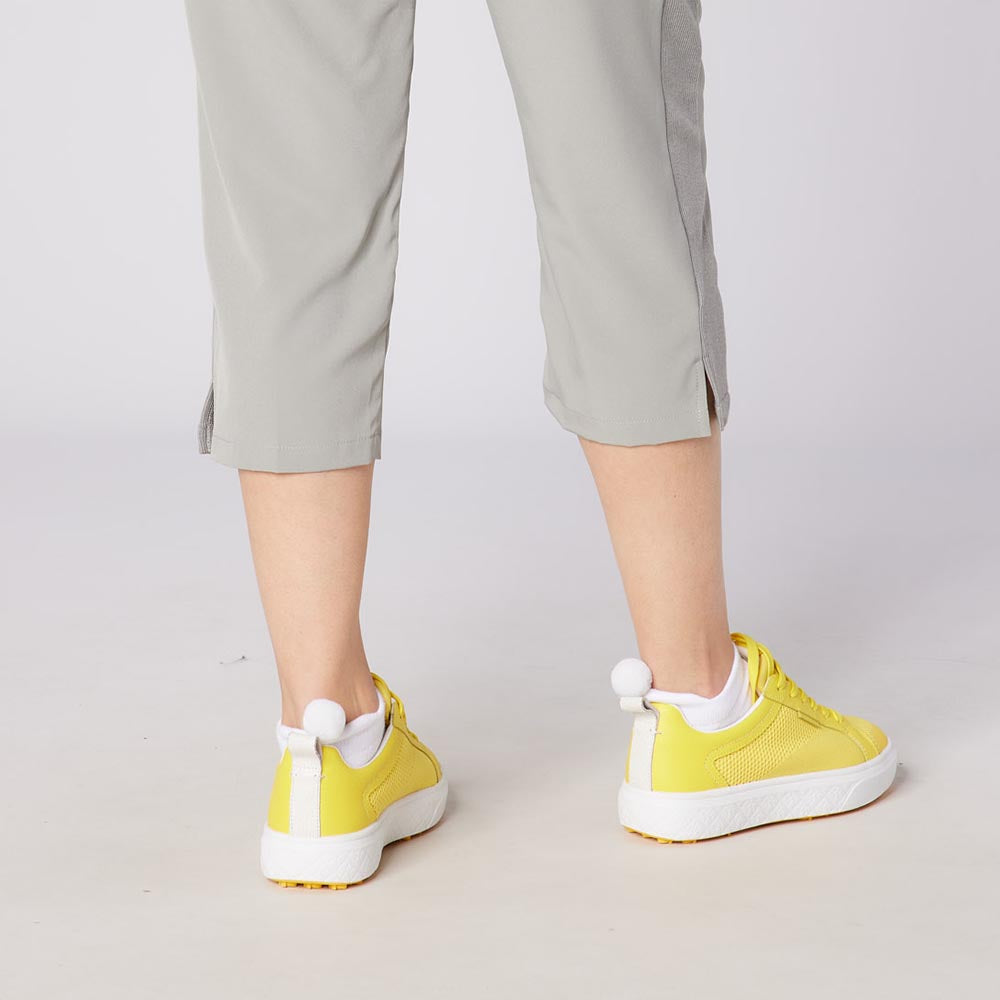 Swing Out Sister Ladies Mesh & Faux Leather Golf Shoes in a Fun Sunshine Shade