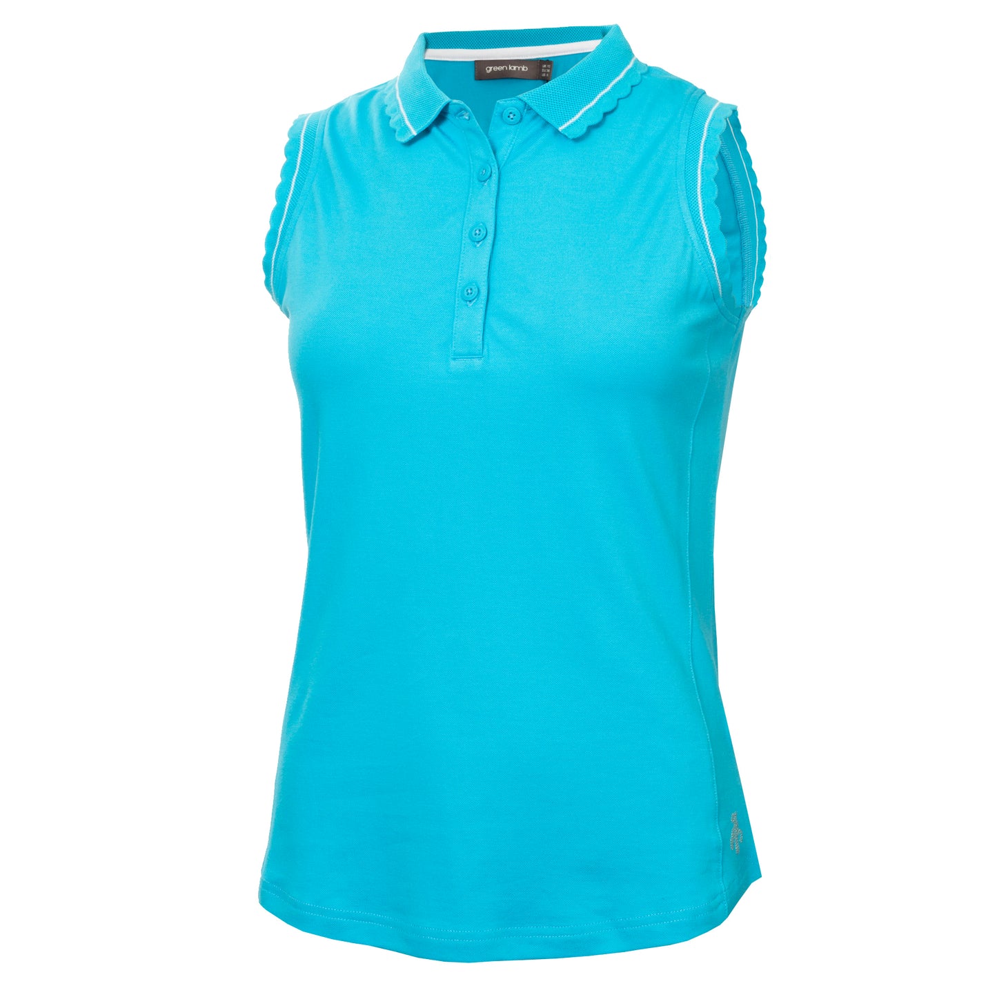 Green Lamb Ladies Sleeveless Polo with Scalloped Trim